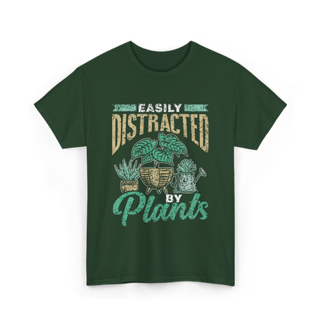 Easily Distracted By Plants Botany T-Shirt - Forest Green