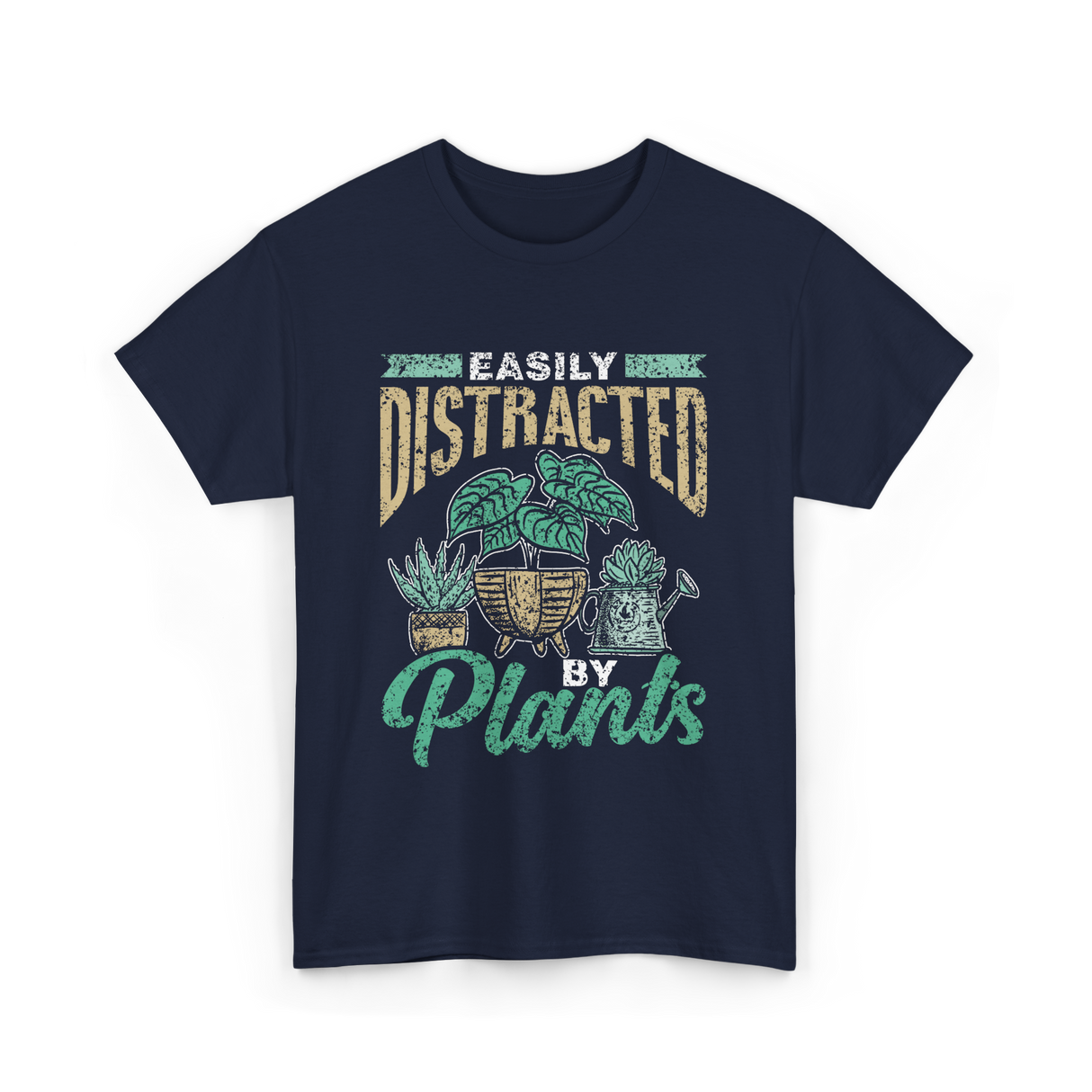 Easily Distracted By Plants Botany T-Shirt - Navy