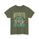 Easily Distracted By Plants Botany T-Shirt - Military Green