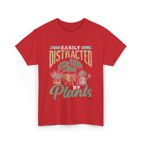 Easily Distracted By Plants Botany T-Shirt - Red