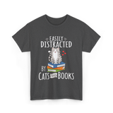 Easily Distracted Cats Books T-Shirt - Dark Heather