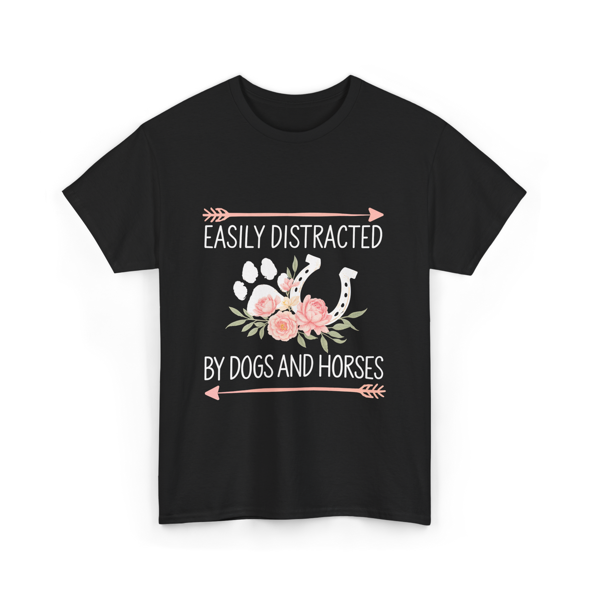 Easily Distracted Dogs Horses T-Shirt - Black