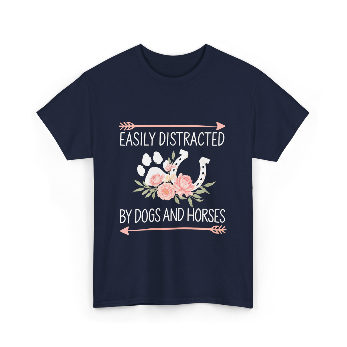 Easily Distracted Dogs Horses T-Shirt - Navy