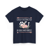 Easily Distracted Dogs Horses T-Shirt - Navy