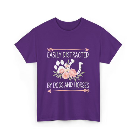 Easily Distracted Dogs Horses T-Shirt - Purple