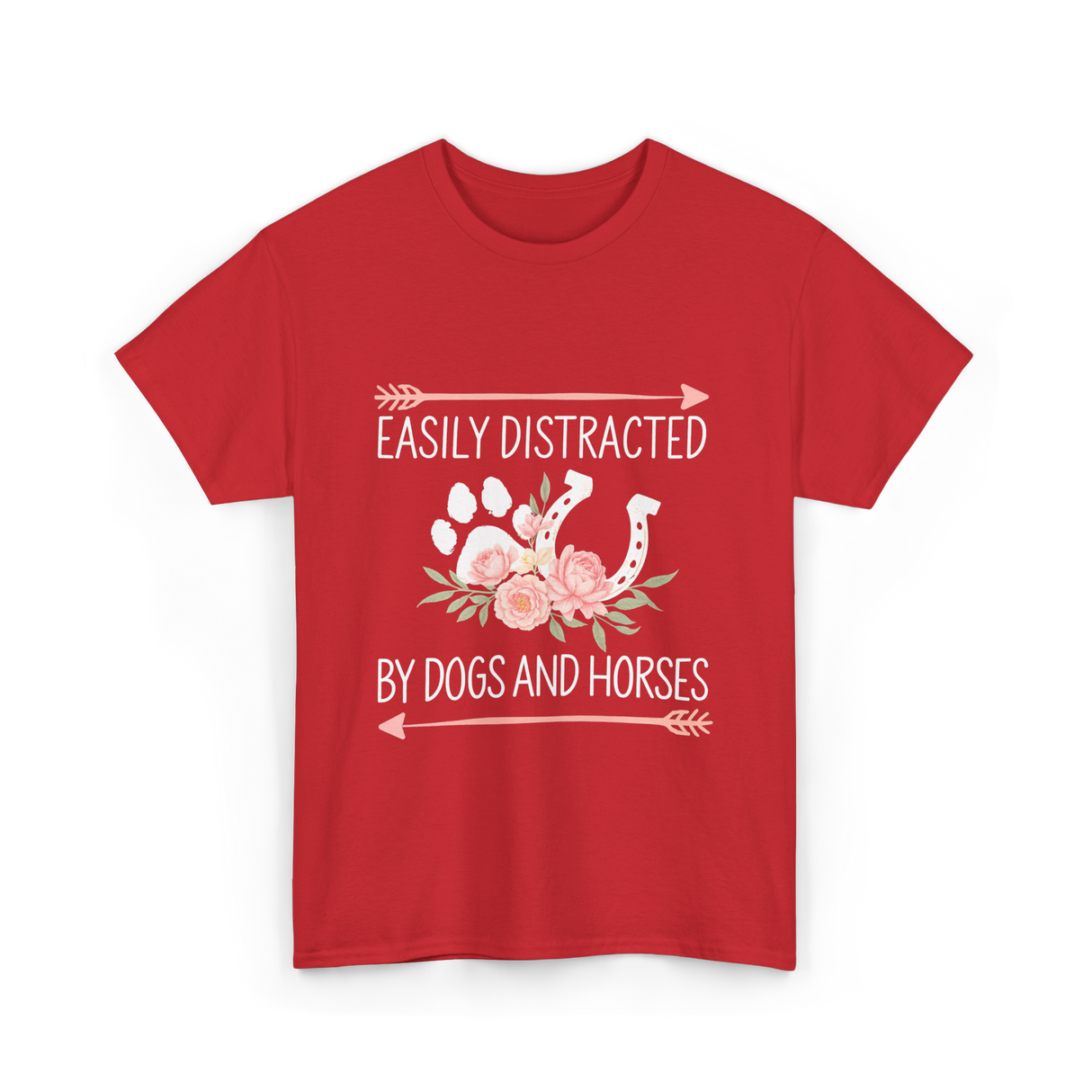 Easily Distracted Dogs Horses T-Shirt - Red