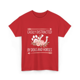 Easily Distracted Dogs Horses T-Shirt - Red