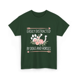 Easily Distracted Dogs Horses T-Shirt - Forest Green