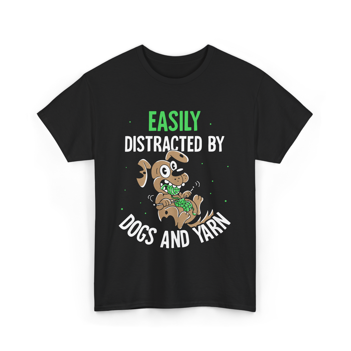 Easily Distracted Dogs Knitting T-Shirt - Black