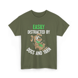 Easily Distracted Dogs Knitting T-Shirt - Military Green