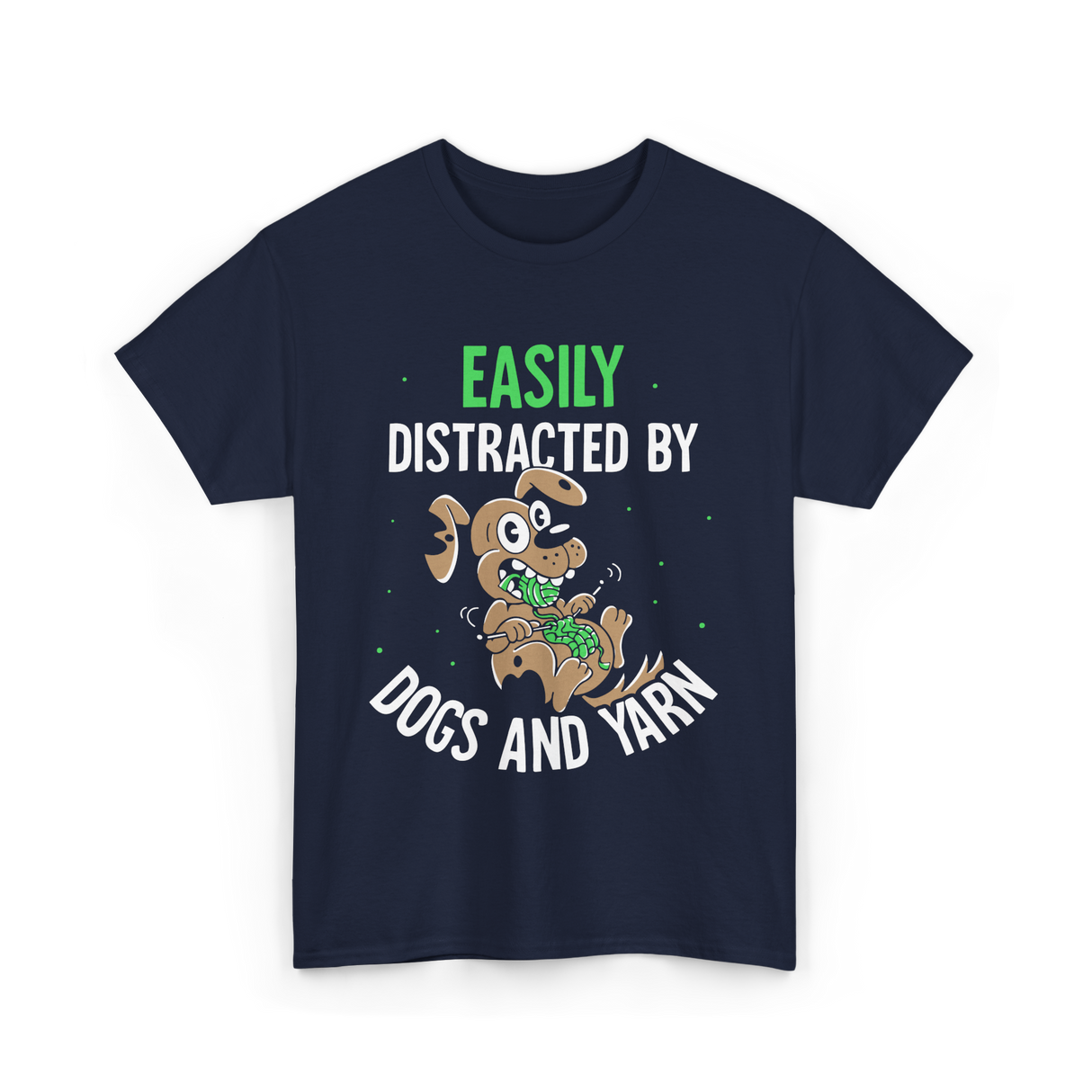 Easily Distracted Dogs Knitting T-Shirt - Navy