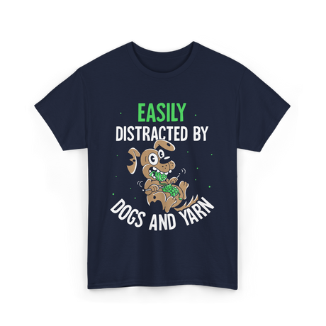 Easily Distracted Dogs Knitting T-Shirt - Navy