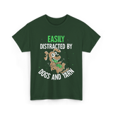 Easily Distracted Dogs Knitting T-Shirt - Forest Green