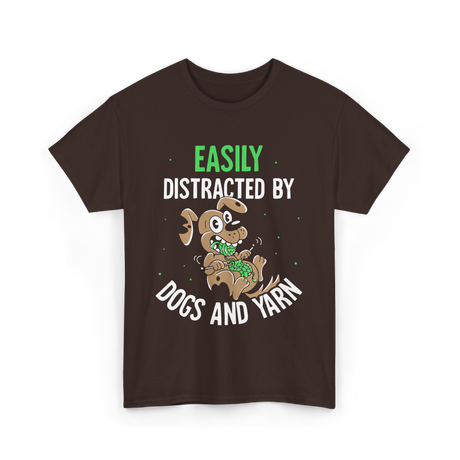 Easily Distracted Dogs Knitting T-Shirt - Dark Chocolate