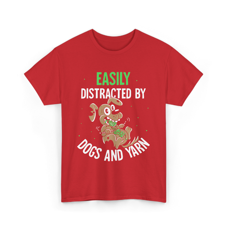 Easily Distracted Dogs Knitting T-Shirt - Red