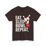 Eat Sleep Bowl Repeat Bowling T-Shirt - Dark Chocolate