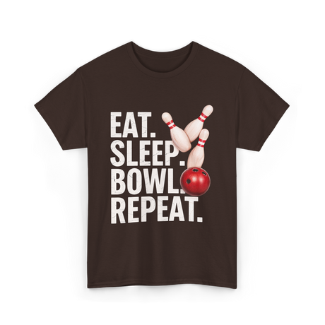 Eat Sleep Bowl Repeat Bowling T-Shirt - Dark Chocolate