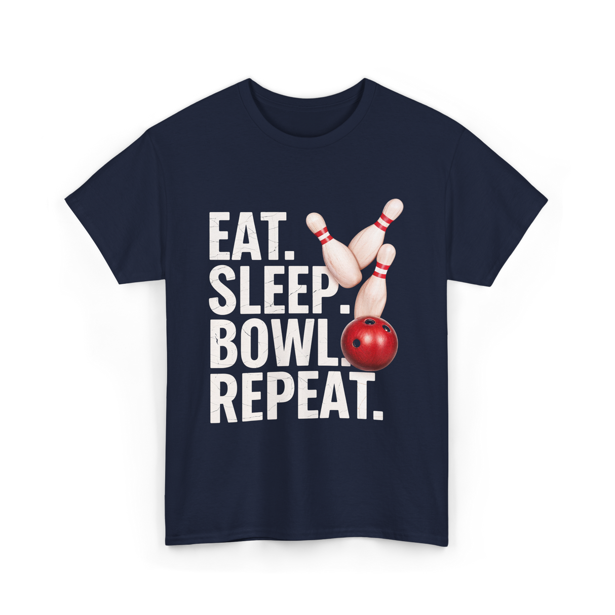 Eat Sleep Bowl Repeat Bowling T-Shirt - Navy