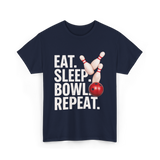 Eat Sleep Bowl Repeat Bowling T-Shirt - Navy