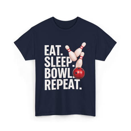 Eat Sleep Bowl Repeat Bowling T-Shirt - Navy