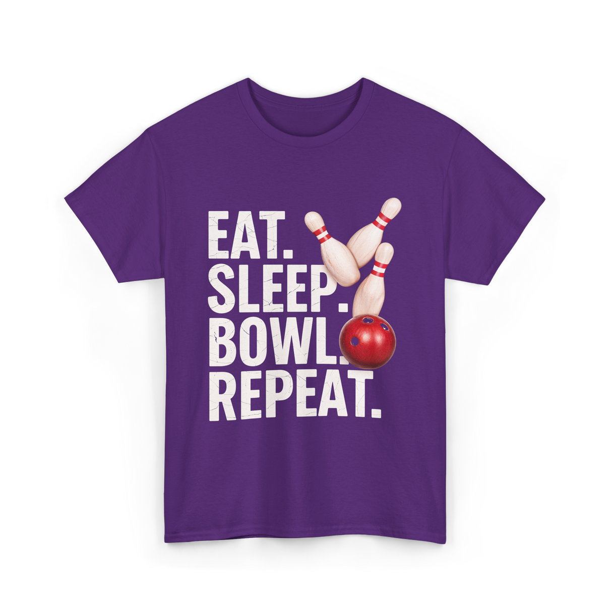 Eat Sleep Bowl Repeat Bowling T-Shirt - Purple