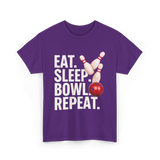 Eat Sleep Bowl Repeat Bowling T-Shirt - Purple