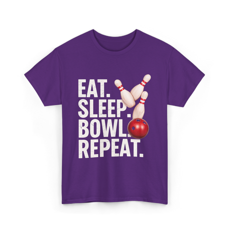 Eat Sleep Bowl Repeat Bowling T-Shirt - Purple