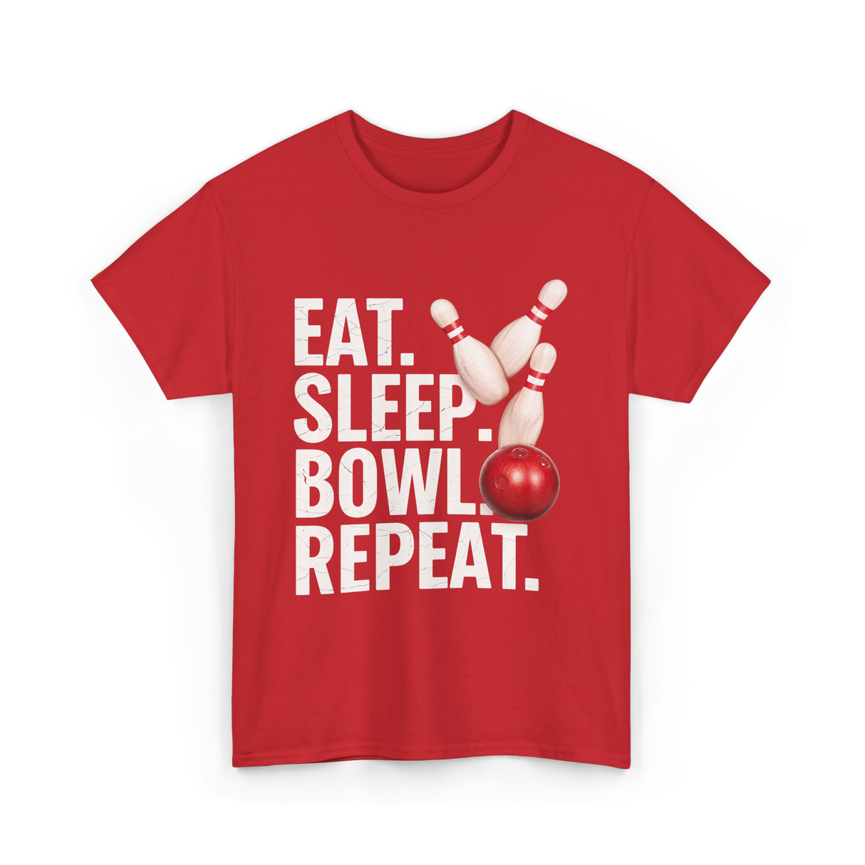 Eat Sleep Bowl Repeat Bowling T-Shirt - Red