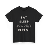 Eat Sleep Code Repeat Programming T-Shirt - Black