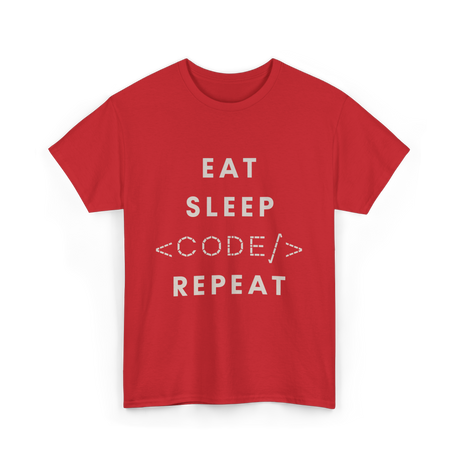 Eat Sleep Code Repeat Programming T-Shirt - Red