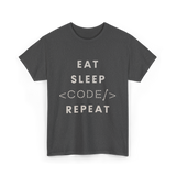 Eat Sleep Code Repeat Programming T-Shirt - Dark Heather