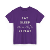 Eat Sleep Code Repeat Programming T-Shirt - Purple