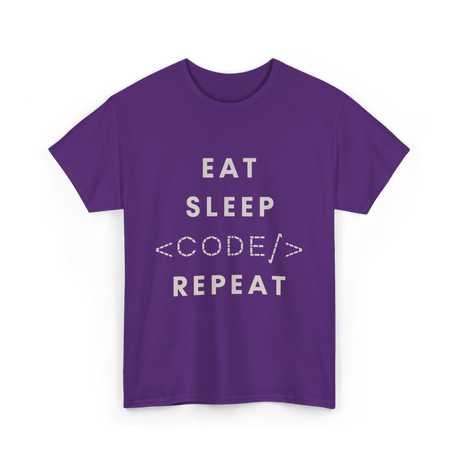 Eat Sleep Code Repeat Programming T-Shirt - Purple