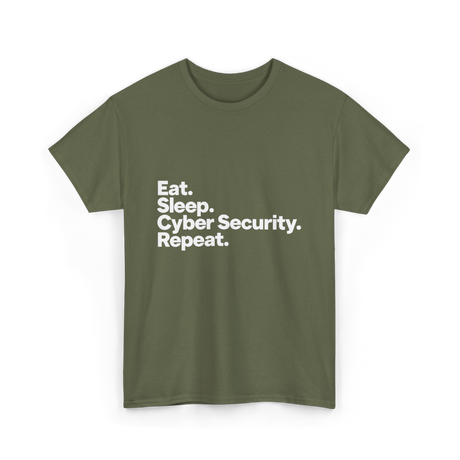 Eat Sleep Cyber Security Repeat Cyber Security T-Shirt - Military Green