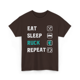 Eat Sleep Ruck Repeat Rucking T-Shirt - Dark Chocolate