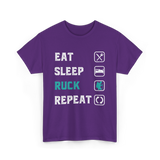 Eat Sleep Ruck Repeat Rucking T-Shirt - Purple