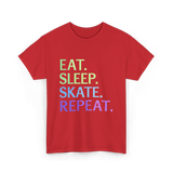 Eat Sleep Skate Repeat Skating T-Shirt - Red