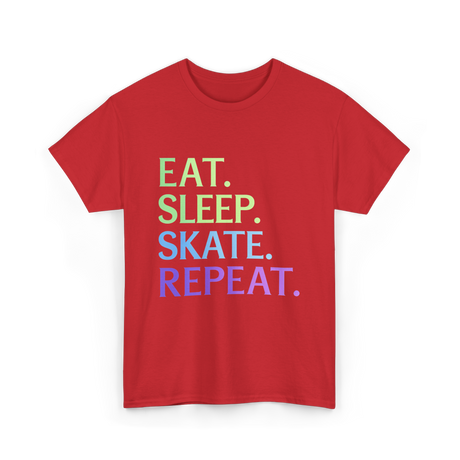 Eat Sleep Skate Repeat Skating T-Shirt - Red