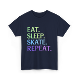 Eat Sleep Skate Repeat Skating T-Shirt - Navy