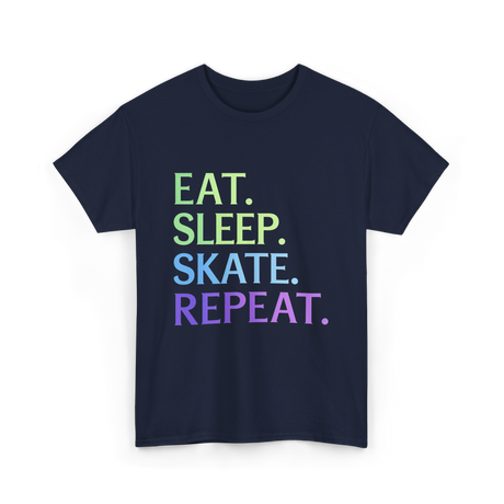 Eat Sleep Skate Repeat Skating T-Shirt - Navy