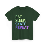 Eat Sleep Skate Repeat Skating T-Shirt - Forest Green