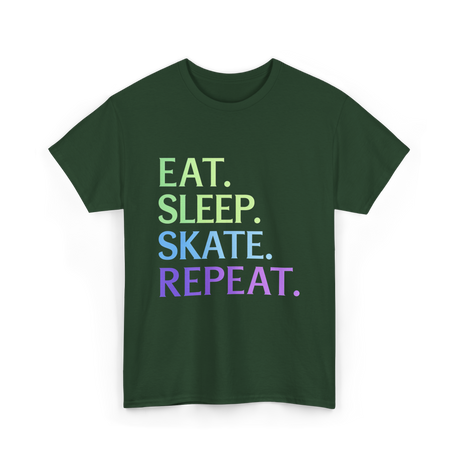 Eat Sleep Skate Repeat Skating T-Shirt - Forest Green