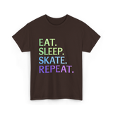 Eat Sleep Skate Repeat Skating T-Shirt - Dark Chocolate