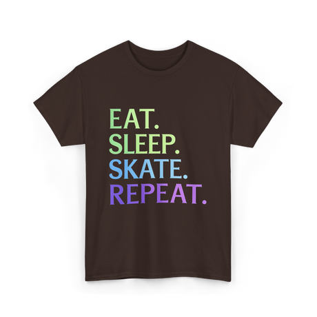 Eat Sleep Skate Repeat Skating T-Shirt - Dark Chocolate