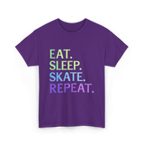 Eat Sleep Skate Repeat Skating T-Shirt - Purple