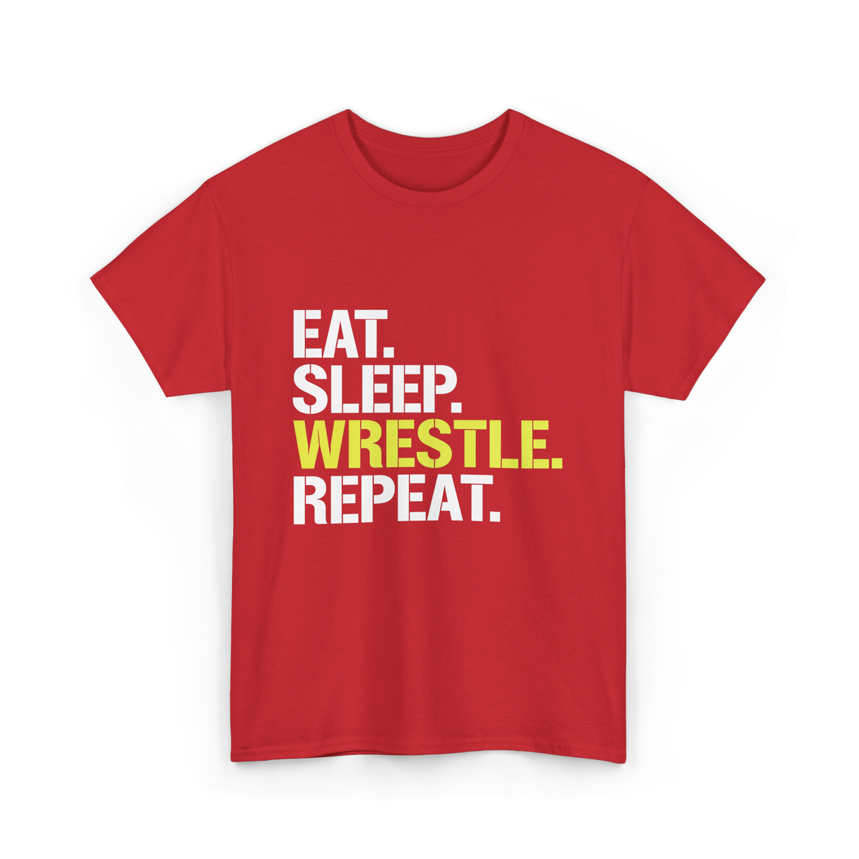 Eat Sleep Wrestle Repeat Wrestling T-Shirt - Red