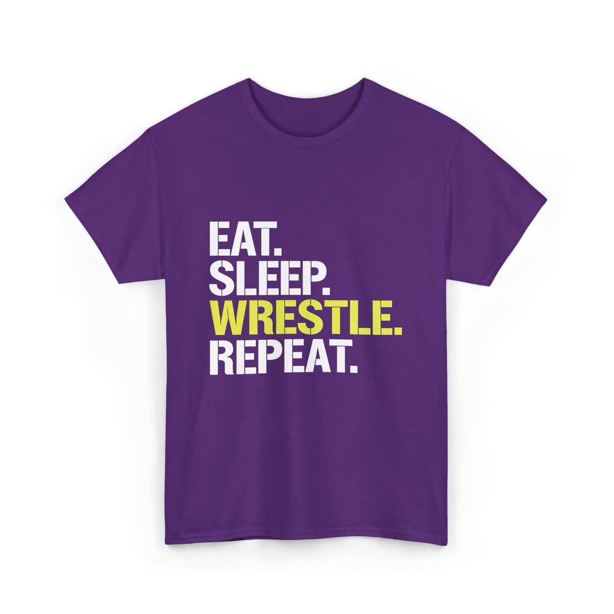 Eat Sleep Wrestle Repeat Wrestling T-Shirt - Purple