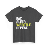 Eat Sleep Wrestle Repeat Wrestling T-Shirt - Dark Heather