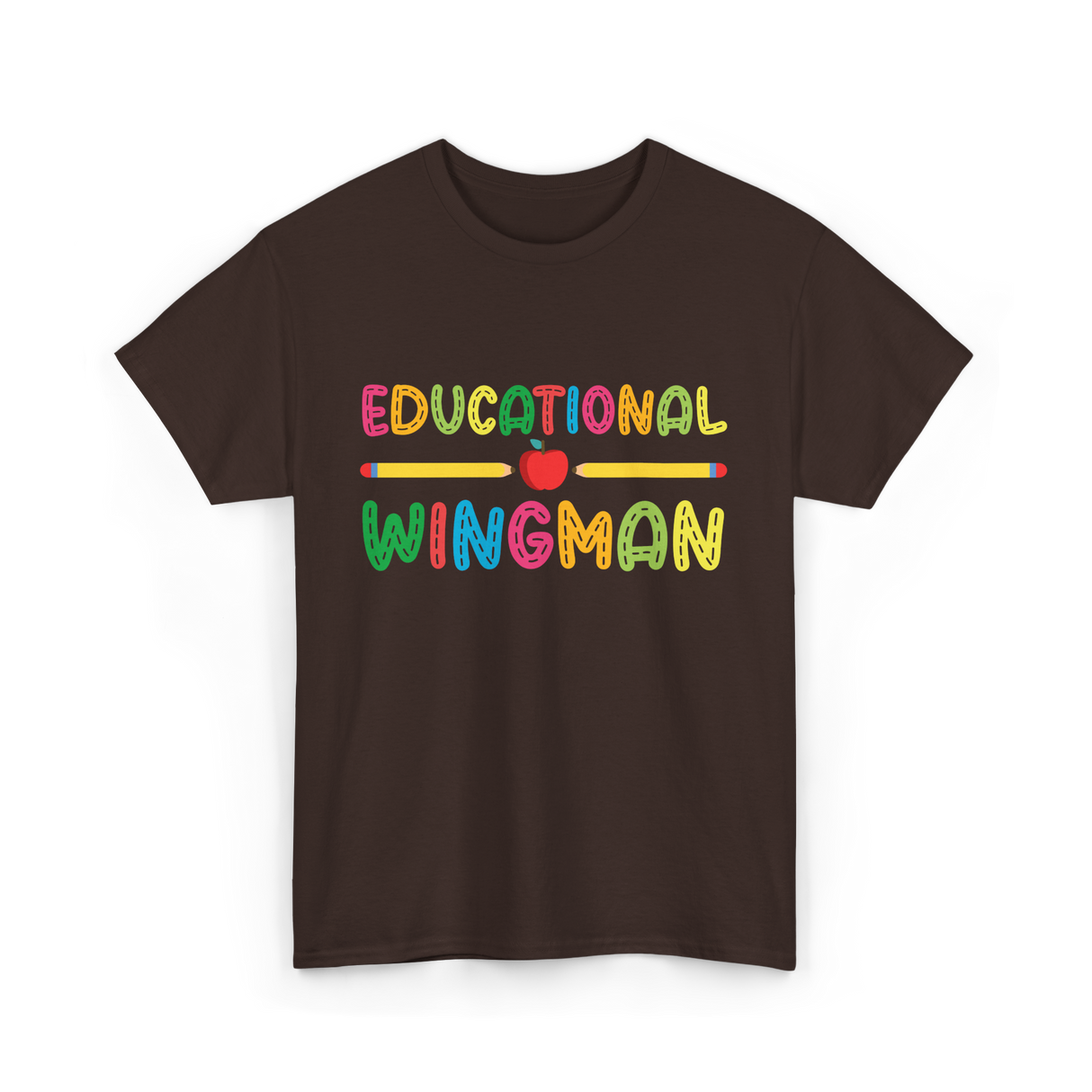 Educational Wingman Teacher Assistant T-Shirt - Dark Chocolate