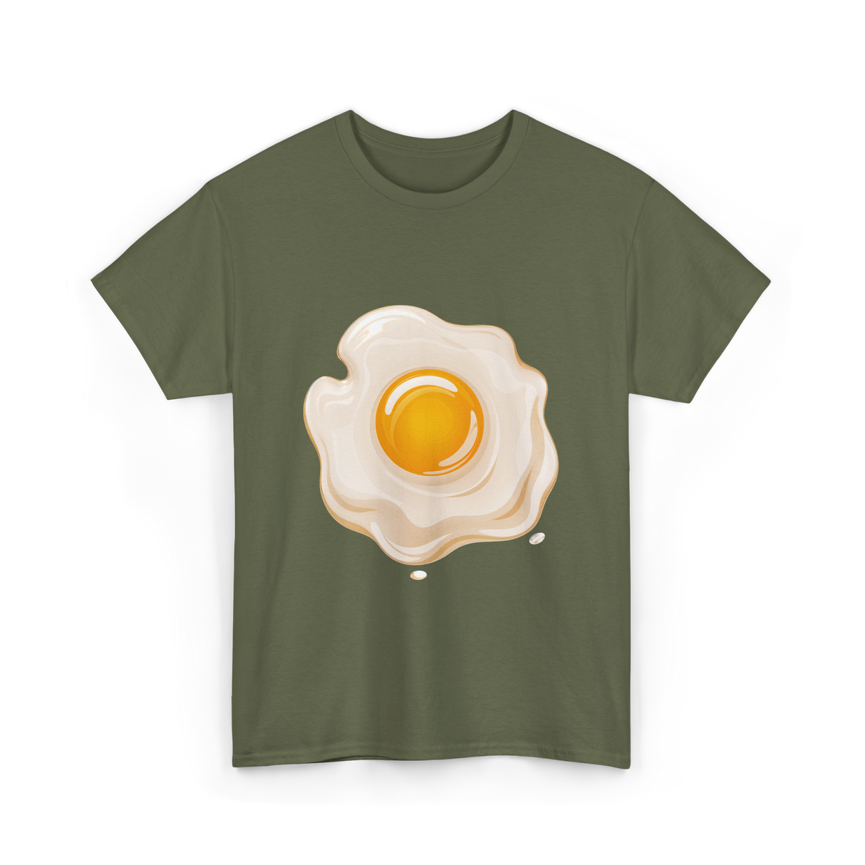 Egg Cartoon Food Egg T-Shirt - Military Green